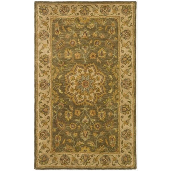 Safavieh 3 x 5 ft. Small Rectangle- Traditional Heritage Green And Taupe Hand Tufted Rug - HG954A-3