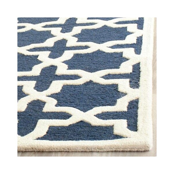 Safavieh Cambridge Hand Tufted Runner RugNavy Blue & Ivory 2 ft.-6 in. x 10 ft. - CAM125G-210