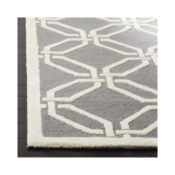Safavieh Cambridge Hand Tufted Runner Rug- Dark Grey - Ivory- 2 ft. 6 in. x 8 ft. - CAM311D-28