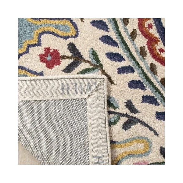Safavieh 4 x 6 ft. Small Rectangle Country and Floral Bella- Ivory and Blue Hand Tufted Rug - BEL118A-4