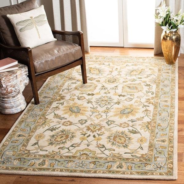 Safavieh 2 Ft. x 3 Ft. Small Rectangle- Traditional Classic Ivory And Light Blue Hand Tufted Rug - CL934B-2
