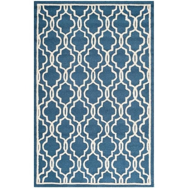 Safavieh 5 x 8 ft. Cambridge Hand Tufted Medium Rectangle Area RugNavy & Ivory - CAM131G-5