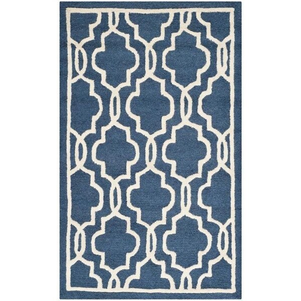 Safavieh 5 x 8 ft. Cambridge Hand Tufted Medium Rectangle Area RugNavy & Ivory - CAM131G-5