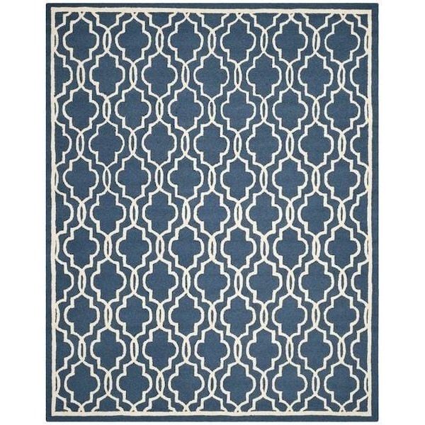 Safavieh 5 x 8 ft. Cambridge Hand Tufted Medium Rectangle Area RugNavy & Ivory - CAM131G-5