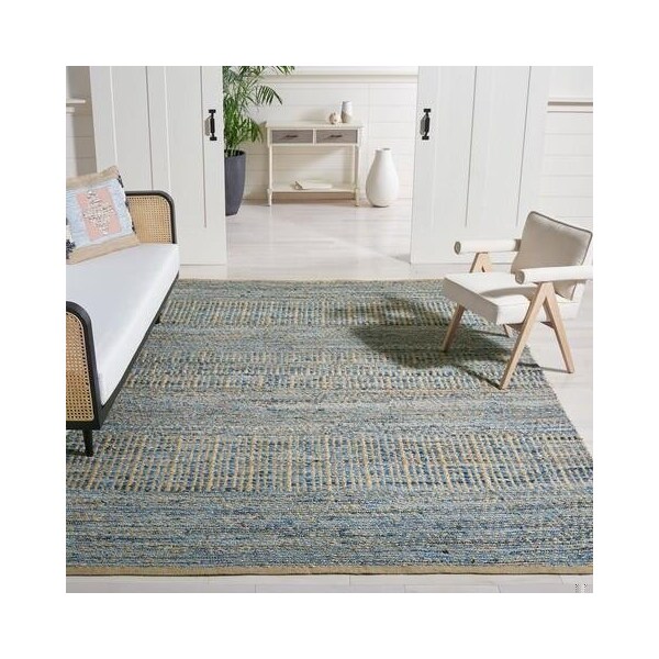 Safavieh 2 ft.-3 in. x 18 ft. Cape Cod Hand Woven Runner Area Rug, Natural and Blue - CAP353A-218
