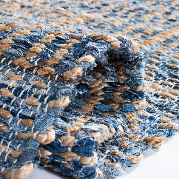 Safavieh 2 ft.-3 in. x 18 ft. Cape Cod Hand Woven Runner Area Rug, Natural and Blue - CAP353A-218