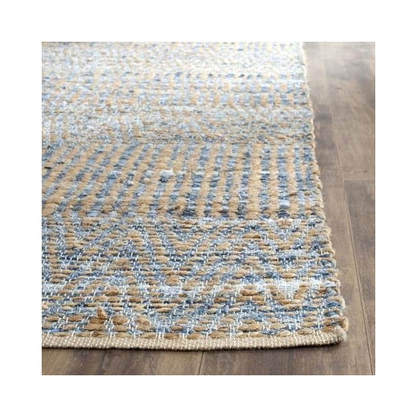 Safavieh 2 ft.-3 in. x 18 ft. Cape Cod Hand Woven Runner Area Rug, Natural and Blue - CAP353A-218