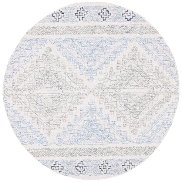 Safavieh 5 x 5 ft. Micro-Loop Hand Tufted Contemporary Round RugIvory & Grey - MLP206A-5R