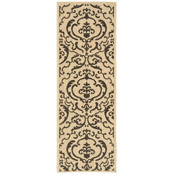 Safavieh 2 Ft. - 4 In. X 6 Ft. - 7 In. Runner- Indoor - Outdoor Courtyard Sand And Black Machine Made Rug - CY2663-3901-27