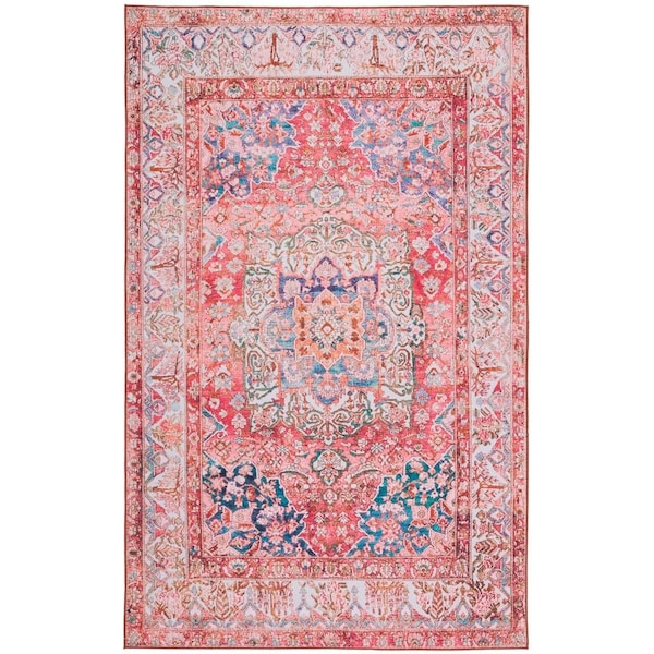 Safavieh 3 x 5 ft. Tucson Traditional Power Loomed Rectangle Rug; Rose & Beige - TSN122R-3