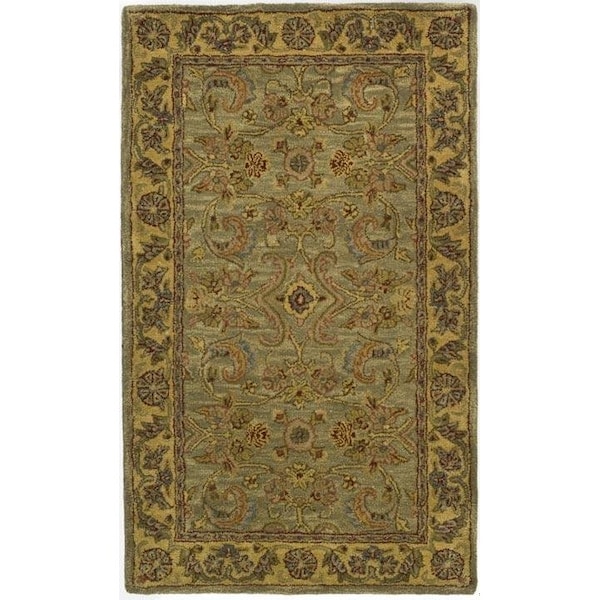 Safavieh 2 Ft. - 3 In. x 8 Ft. Runner- Traditional Classic Light Green And Gold Hand Tufted Rug - CL324A-28