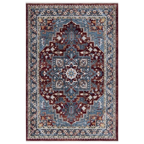 Safavieh 9 x 12 ft. Bayside Flat Weave Rectangle Traditional Area Rug; Blue & Red - BAY108M-9
