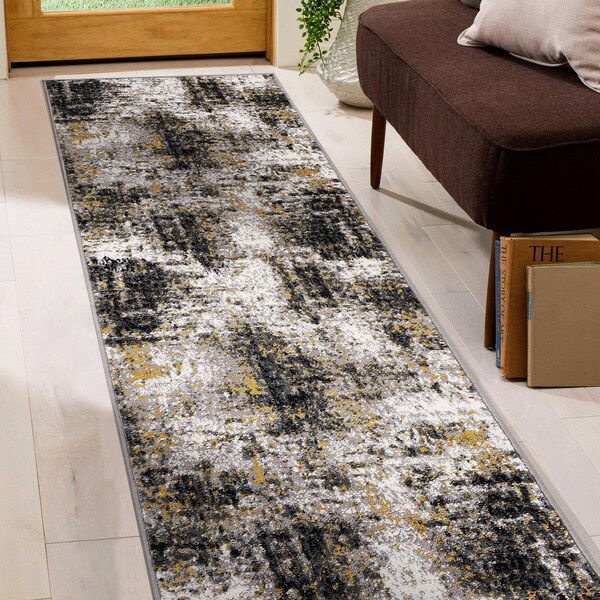 World Rug Gallery Adare Contemporary Abstract Area Rug 2'x3' Yellow - 977YELLOW2X3