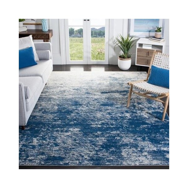 Safavieh 3 x 5 ft. Brentwood Contemporary Rectangle Power Loomed Area Rug, Grey & Navy - BNT822G-3