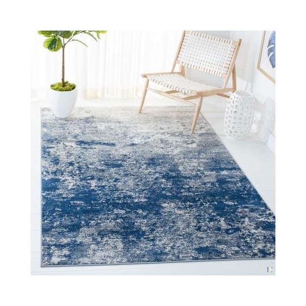 Safavieh 3 x 5 ft. Brentwood Contemporary Rectangle Power Loomed Area Rug, Grey & Navy - BNT822G-3