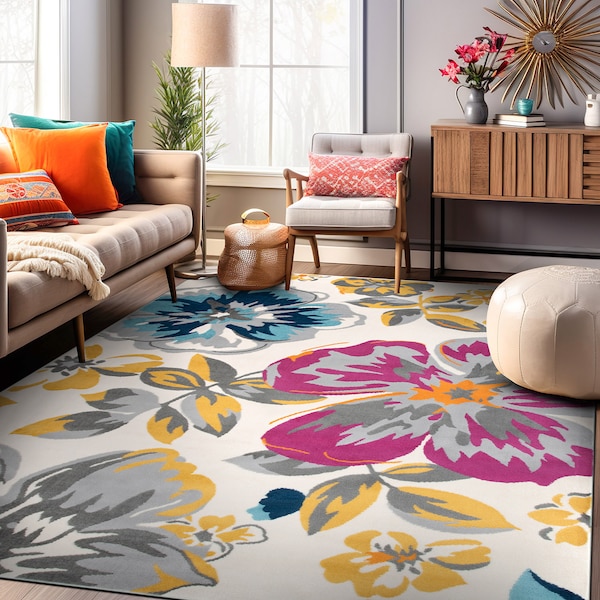 World Rug Gallery Modern Floral Area Rug 9' x 12' Multi Area Rug - 9098MULTI9X12