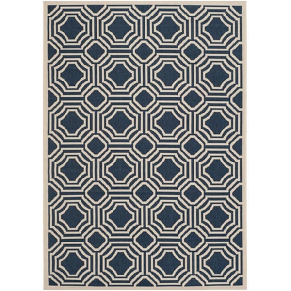 Safavieh 2 Ft. X 3 Ft. -7 In. Small Rectangle Indoor-Outdoor Courtyard- Navy And Beige- Power Loomed Rug - CY6112-268-2