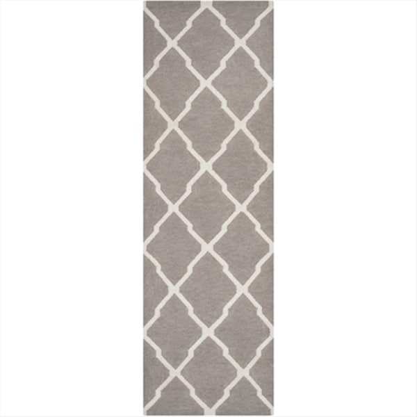 Safavieh 2 Ft. - 6 In. X 8 Ft. Runner- Contemporary Dhurries Dark Grey And Ivory Flatweave Rug - DHU634G-28