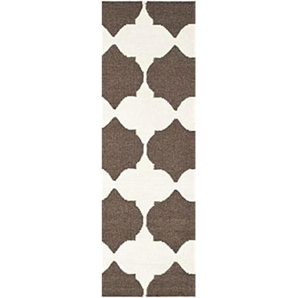 Safavieh 2 Ft. -6 In. X 4 Ft. Runner Contemporary Dhurries- Brown And Ivory- Flatweave Rug - DHU624C-24