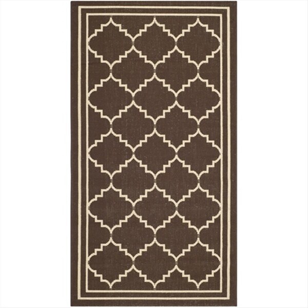 Safavieh 2 Ft. -7 In. X 5 Ft. Rectangle Indoor-Outdoor Courtyard- Chocolate And Cream- Machine Made Rug - CY6889-204-3