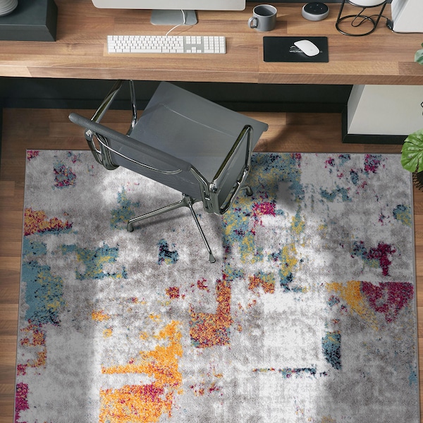 World Rug Gallery Contemporary Vibrant Abstract Design Area Rug 7' 10'' x 10' Multi - 938MULTI8X10