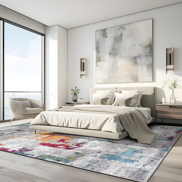 World Rug Gallery Contemporary Vibrant Abstract Design Area Rug 7' 10'' x 10' Multi - 938MULTI8X10