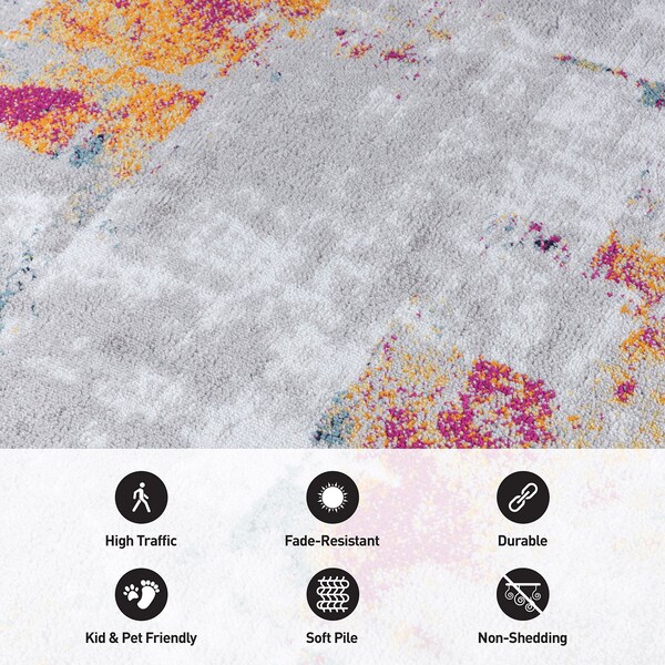 World Rug Gallery Contemporary Vibrant Abstract Design Area Rug 7' 10'' x 10' Multi - 938MULTI8X10