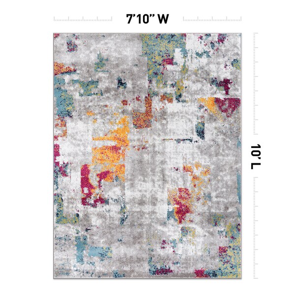 World Rug Gallery Contemporary Vibrant Abstract Design Area Rug 7' 10'' x 10' Multi - 938MULTI8X10
