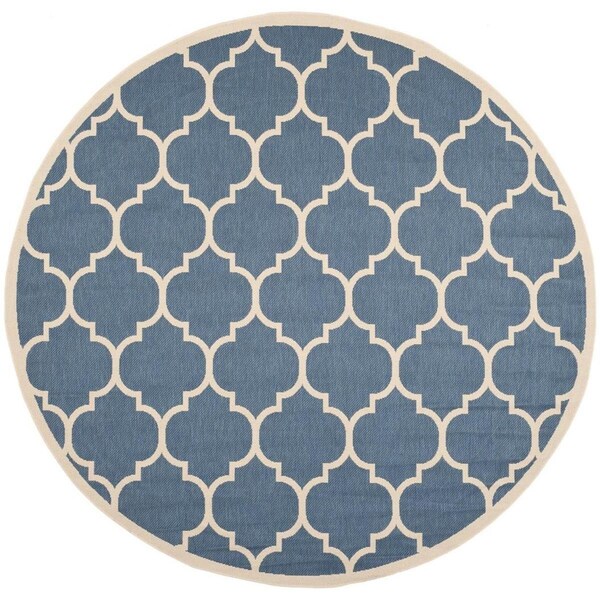 Safavieh Courtyard Round Area RugBlue & Beige 4 x 4 ft. - CY6914-243-4R