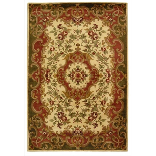 Safavieh 5 Ft. x 8 Ft. Medium Rectangle- Traditional Classic Ivory And Green Hand Tufted Rug - CL234C-5