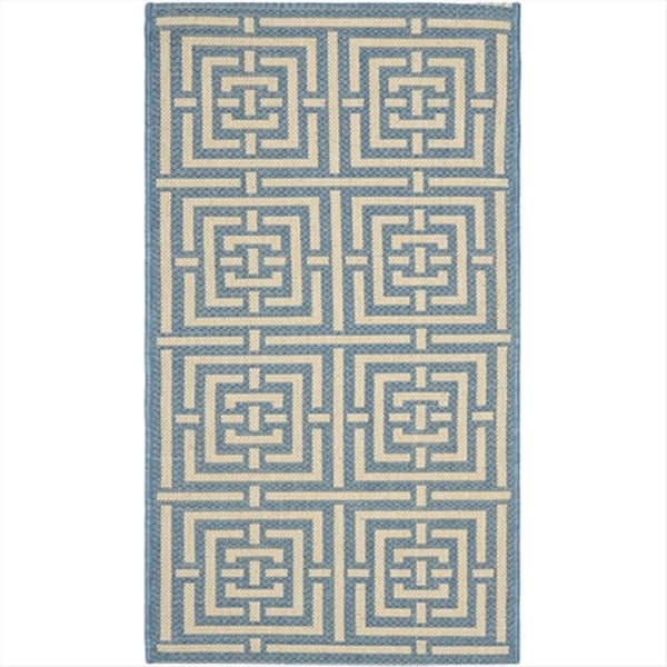 Safavieh 2 Ft. X 3 Ft. -7 In. Accent Indoor-Outdoor Courtyard- Blue And Bone- Machine Made Rug - CY6937-23-2