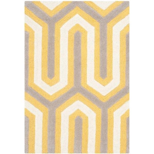 Safavieh Cambridge Hand Tufted Small Rectangle Rug- Gold - Grey- 3 x 5 ft. - CAM351Q-3