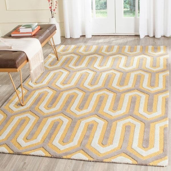 Safavieh Cambridge Hand Tufted Small Rectangle Rug- Gold - Grey- 3 x 5 ft. - CAM351Q-3