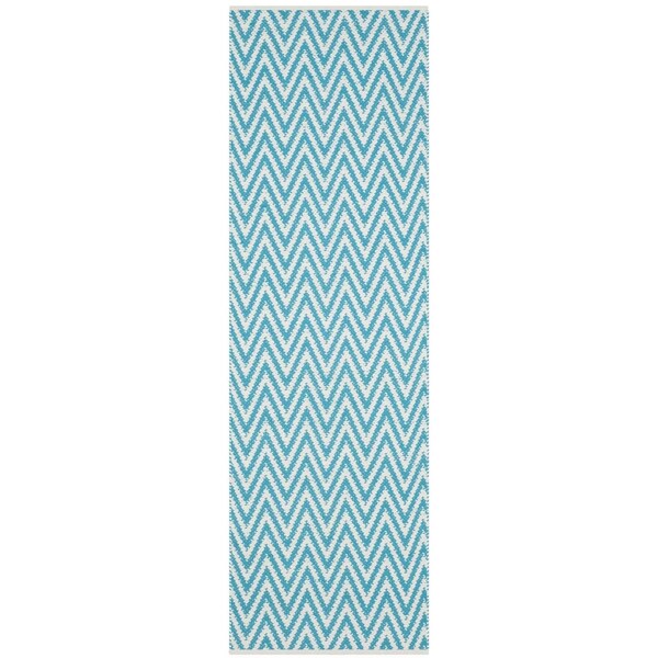 Safavieh 2 ft.-6 in. x 4 ft. Runner Montauk Hand Woven RugTurquoise & Ivory - MTK812H-24