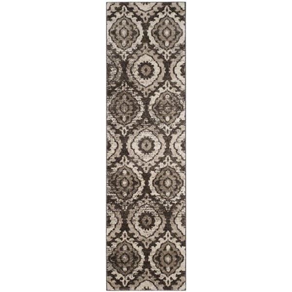 Flowers First 2 ft. 3 in. x 8 ft. Tunisia Power Loomed Runner Rug, Brown & Creme - FL2115241