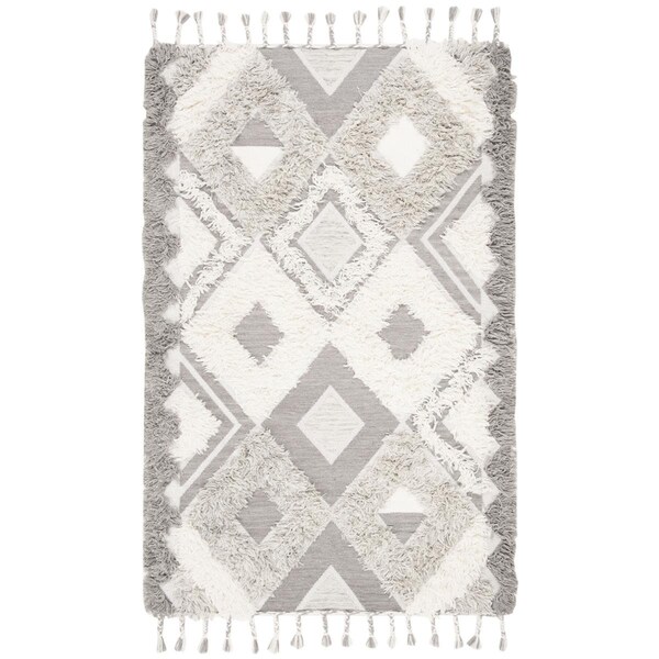 Safavieh Kenya Bohemian Rectangle Hand Knotted RugsGrey & Ivory 6 x 9 ft. - KNY607F-6