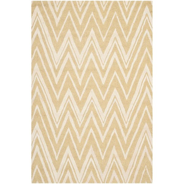 Flowers First 4 x 6 ft. Cambridge Hand Tufted Small Rectangle Area Rug, Light Gold & Ivory - FL1888000
