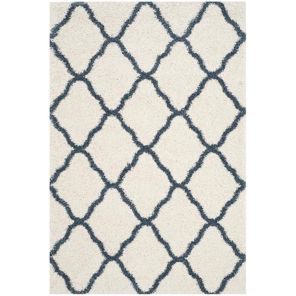 Flowers First 5 ft. 1 in. x 7 ft. 6 in. Hudson Shag Power Loomed Rug, Ivory & Slate Blue - Medium Rectangle - FL1881780