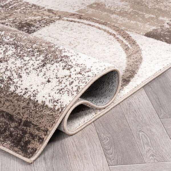 World Rug Gallery Contemporary Abstract Circle Design Soft Area Rug 6'6'' Round Brown - 307BROWN6RND