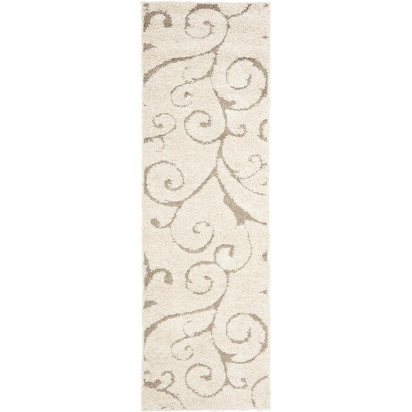 Safavieh Shag Power Loomed Runner RugCream & Beige 2 ft.3 in. x 8 ft. - SG455-1113-28