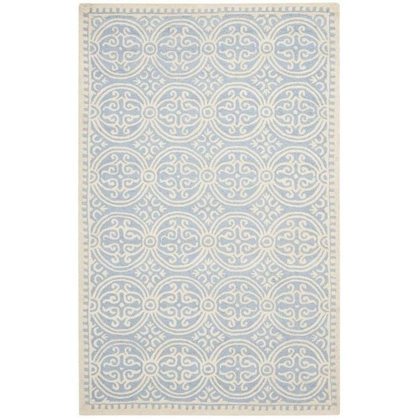 Safavieh 3 x 5 ft. Small Rectangle Transitional Cambridge- Light Blue and Ivory Hand Tufted Rug - CAM123A-3