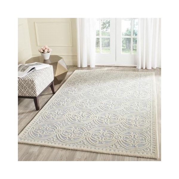 Safavieh 3 x 5 ft. Small Rectangle Transitional Cambridge- Light Blue and Ivory Hand Tufted Rug - CAM123A-3