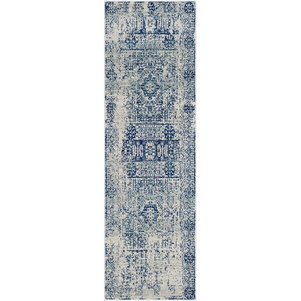 Safavieh Evoke Power Loomed Runner Rug, Ivory and Blue - 2 ft.-2 in. x 15 ft. - EVK260C-215