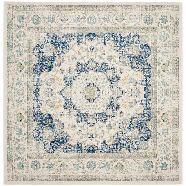 Safavieh 6 ft. 7 in. x 6 ft. 7 in. Square Evoke Power Loomed RugIvory & Blue - EVK220C-7SQ