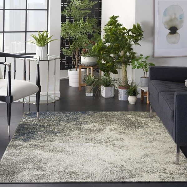 Homeroots 4 x 6 ft. Charcoal & Ivory Abstract Area Rug - 385292