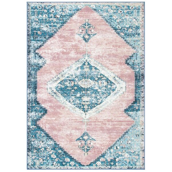 Safavieh 4 ft. 4 in. x 6 ft. Journey Southwestern Rectangle Power Loomed Rug Blue & Pink - JNY147M-4