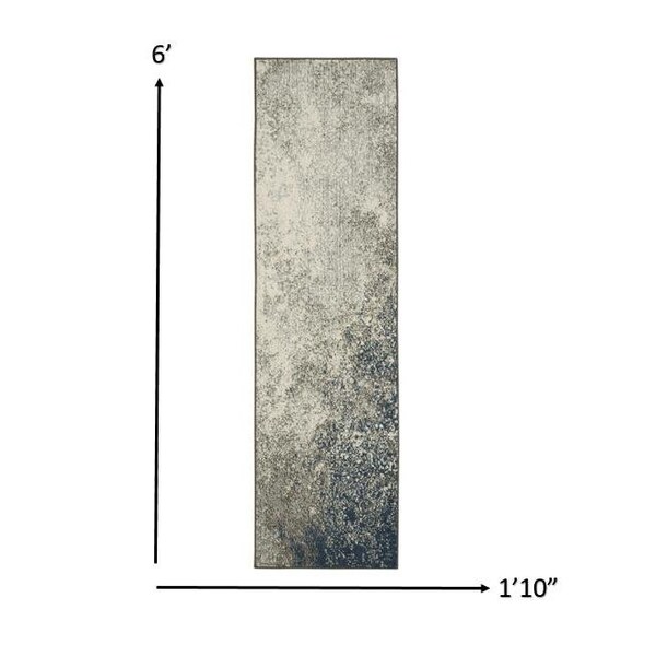 Homeroots 2 x 6 ft. Charcoal & Ivory Abstract Runner Rug - 385290