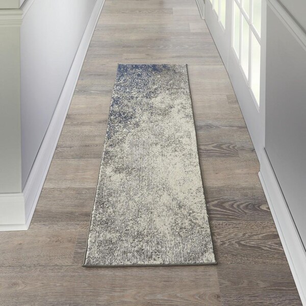 Homeroots 2 x 6 ft. Charcoal & Ivory Abstract Runner Rug - 385290