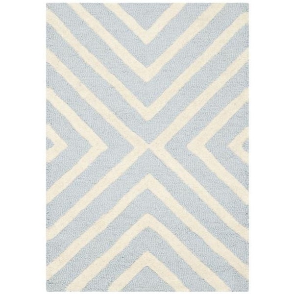 Safavieh Cambridge Hand Tufted Accent Rug- Light Blue - Ivory- 2 x 3 ft. - CAM129A-2