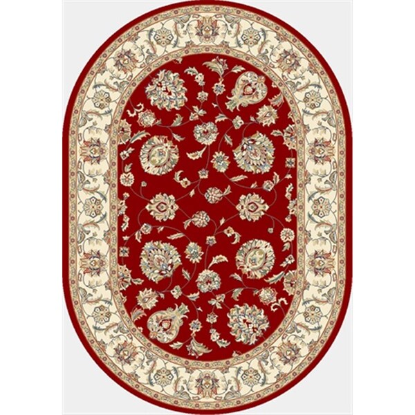 Dynamic Rugs Ancient Garden 2 ft. 7 in. x 4 ft. 7 in. Oval 57365-1464 Rug - Red/Ivory - ANOV35573651464
